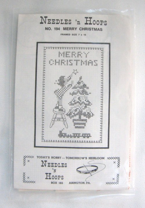 Needles 'n Hoops Merry Christmas Cross Stitch Kit No. 194 Vintage 1960s