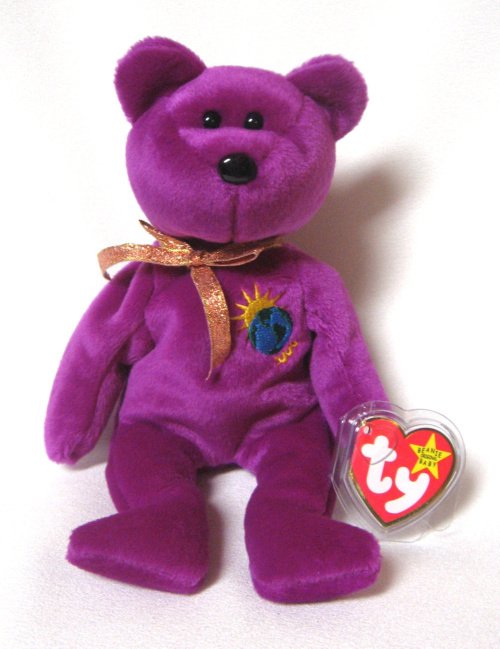 Fushia Color Millennium Bear Ty Beanie Baby Retired 1999