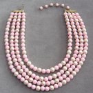 Pink Beaded 4 Strand Necklace Vintage 1950s Jewelry Pink Beaded 4 Strand Necklace Vintage 1950s Jewelry
