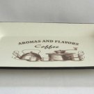 Aromas And Flavors Coffee Porcelain Coated Metal Serving Tray with Handles Old Time Looking