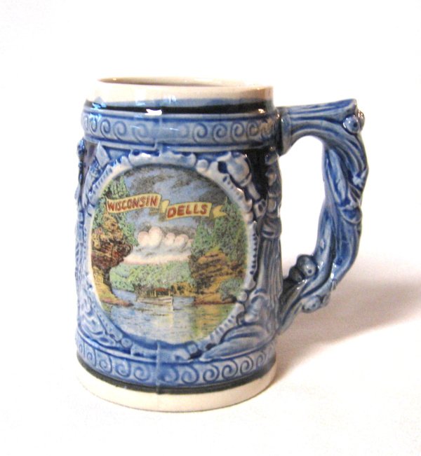 Wisconsin Dells Drinking Stein Cup Mug Ceramic Pottery Vintage Retro 1960s