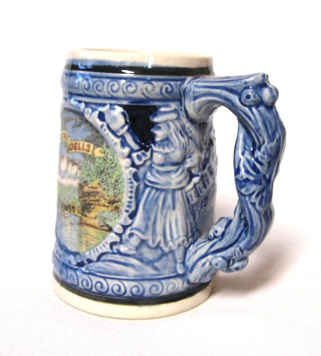 Wisconsin Dells Drinking Stein Cup Mug Ceramic Pottery Vintage Retro 1960s