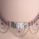 Silver Mesh Purple Facet Beaded Choker Necklace Vintage Jewelry 1980s Silver Mesh Purple Facet Beaded Choker Necklace Vintage Jewelry 1980s