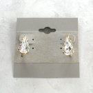 Fancy Large Pear Cut Crystal Leverback Gold Pierced Earrings