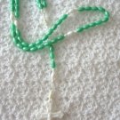 Green And White Plastic Beaded Rosary Crucifix Handmade Vintage Green And White Plastic Beaded Rosary Crucifix Handmade Vintage