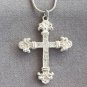 Sparkly Rhinestone Silver Cross Pendant Necklace Designer Roman Religion Religious