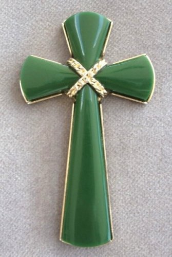 Large Green Jade Cross Pendant By Avon Vintage 1973 Religious Religion