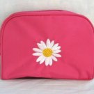 Pink Cosmetic Makeup Bag With Embroidered Daisy Pink Cosmetic Makeup Bag With Embroidered Daisy