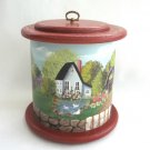 Large Decorative Hand Painted Wooden Canister Container Large Decorative Hand Painted Wooden Canister Container