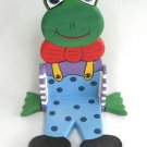 Hand Painted Decorative Wooden Frog Shelf Large Knick Knack Fun Colors