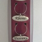 Set of 4 Silver Wine Bottle Charms Loire Rhone Tuscany Bordeaux
