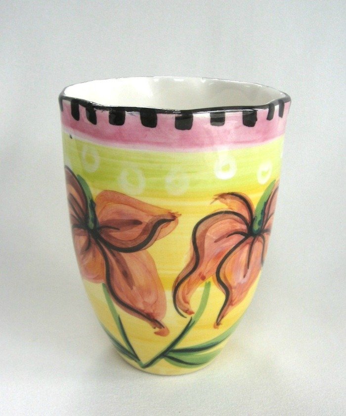 Ceramic Pottery Planter Vase Floral Made In Italy Makers Mark L Hand