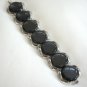 Large Gray Cabochon Thermoset Bracelet & Clip On Earrings Vintage Set 1950s Jewelry