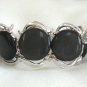 Large Gray Cabochon Thermoset Bracelet & Clip On Earrings Vintage Set 1950s Jewelry
