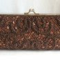 Brown Sparkly Beaded Sequin Purse Designer Exclusively Made For Agly's Vintage