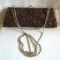 Brown Sparkly Beaded Sequin Purse Designer Exclusively Made For Agly's Vintage