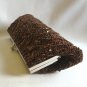 Brown Sparkly Beaded Sequin Purse Designer Exclusively Made For Agly's Vintage