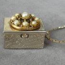 Old Pearl Pillbox Pendant Necklace Retro 1950s Vintage Jewelry Old Pearl Pillbox Pendant Necklace Retro 1950s Vintage Jewelry