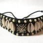 Large Black & White Beaded Natural Shell Choker Necklace Handcrafted