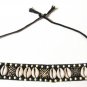 Large Black & White Beaded Natural Shell Choker Necklace Handcrafted