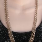 53" Long Double Strand Glass Pearl Beaded Necklace Retro 1950s Vintage Jewelry