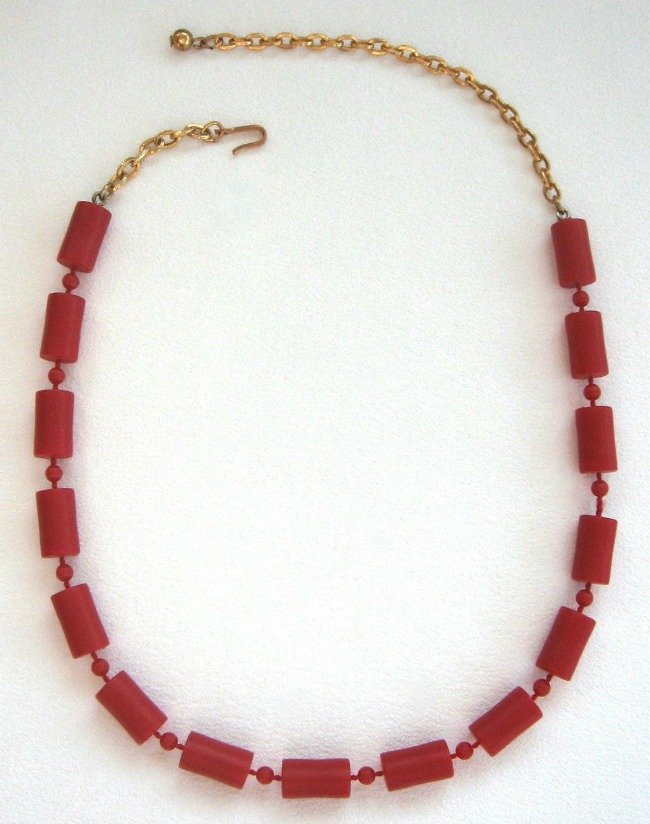 Red Beaded Necklace Vintage 1970s Jewelry