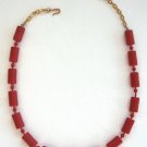 Red Beaded Necklace Vintage 1970s Jewelry