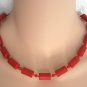Red Beaded Necklace Vintage 1970s Jewelry