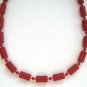 Red Beaded Necklace Vintage 1970s Jewelry