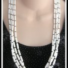 White & Black 4 Strand Chunky Beaded Necklace Vintage Jewelry 1960s White & Black 4 Strand Chunky Beaded Necklace Vintage Jewelry 1960s