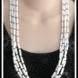 White & Black 4 Strand Chunky Beaded Necklace Vintage Jewelry 1960s