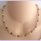 Purple Green Glass Pearl Beaded Necklace Vintage Jewelry 1970s Purple Green Glass Pearl Beaded Necklace Vintage Jewelry 1970s