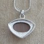 Tigers Eye Brown Stone Silver Pendant Necklace Vintage Jewelry 1970s