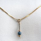 Blue Stone Beaded Pendant Necklace Vintage Japan Jewelry 1970s Retro