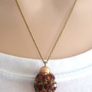 Faceted 18 Red Stone Cluster Jewel Pendant Necklace Vintage 1950s Jewelry