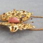 Large Chunky Amber Stone Butterfly Pendant Necklace 1940s Vintage Jewelry