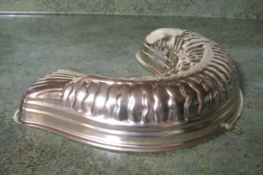 Large Fish Jello Mold Copper Aluminum Quart Size Vintage