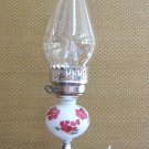 Hurricane Lamp White Milk Glass Flower Design Electric 60 Watt Vintage Retro 1960's 17" Tall