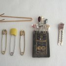 Lot of Vintage Hat Pins Stick Pins Sewing Needles Safety Pins Old 44 items Shul-Sons England