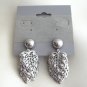 Silver 5 Layer Leaf Dangle Screw Back Earrings Vintage Jewelry 1960s