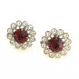 Red Stone Sparkly Rhinestone Screw Back Earrings Vintage Jewelry 1950's