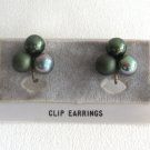 Triple Green Beaded Screw Back Earrings Old Retro Vintage Jewelry 1950s Triple Green Beaded Screw Back Earrings Old Retro Vintage Jewelry 1950s