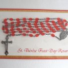 St. Therese Feast Day Rosary Orange Red Flat Oval Beaded Religious Christianity