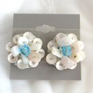 Mother of Pearl Beaded Clip On Earrings Retro Japan Vintage Jewelry 1950s Mother of Pearl Beaded Clip On Earrings Retro Japan Vintage Jewelry 1950s