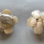 Beige Tan Agate Stone Glass Beaded Clip On Earrings Retro Western Germany Vintage 1950s