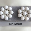 White Beaded Clip On Earrings Japan Retro Vintage Jewelry 1950s White Beaded Clip On Earrings Japan Retro Vintage Jewelry 1950s