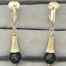 Black Glass Bead Dangle Clip On Earrings Designer Sarah Coventry Dancing Jet Vintage 1960s Black Glass Bead Dangle Clip On Earrings Designer Sarah Coventry Dancing Jet Vintage 1960s