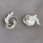Fancy Gray Cabochon Rhinestone Clip On Earrings Vintage Jewelry 1950s