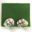 Porcelain Flower Bone China Retro Screw Back Earrings Vintage Jewelry 1940s