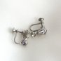 Sparkly Pear Cut Rhinestone Screw Back Earrings Retro Vintage Jewelry 1950s